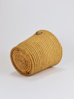 Carl Aub ck Carl Aub ck II Raffia Brass Wastepaper Basket Paper Bin Umbrella Stand 1950s - 4415163