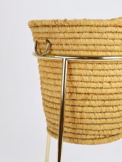 Carl Aub ck Carl Aub ck II Raffia Brass Wastepaper Basket Paper Bin Umbrella Stand 1950s - 4415175