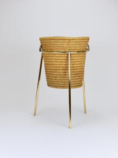 Carl Aub ck Carl Aub ck II Raffia Brass Wastepaper Basket Paper Bin Umbrella Stand 1950s - 4415178