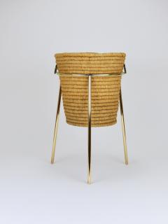 Carl Aub ck Carl Aub ck II Raffia Brass Wastepaper Basket Paper Bin Umbrella Stand 1950s - 4415179