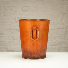 Carl Aub ck Carl Aub ck Leather and Brass Waste Paper Basket Austria 1950s - 2923195