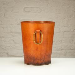 Carl Aub ck Carl Aub ck Leather and Brass Waste Paper Basket Austria 1950s - 2923195