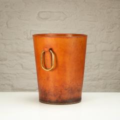 Carl Aub ck Carl Aub ck Leather and Brass Waste Paper Basket Austria 1950s - 2923197