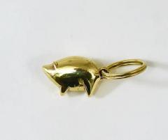 Carl Aub ck Carl Aub ck Midcentury Lucky Charm Pig Brass Figurine Key Ring Chain Holder - 4054946
