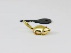 Carl Aub ck Carl Aub ck Midcentury Lucky Charm Pig Brass Figurine Key Ring Chain Holder - 4054954
