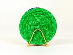 Carl Aub ck Carl Aub ck Midcentury Polished Brass Coaster Stand with Colorful Coasters - 4055566