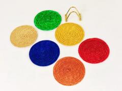 Carl Aub ck Carl Aub ck Midcentury Polished Brass Coaster Stand with Colorful Coasters - 4055603