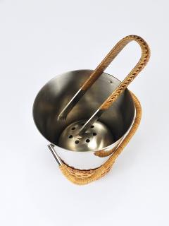 Carl Aub ck Carl Aub ck Nickel Plated Ice Bucket and Tongs Stamped Brass Austria 1950s - 4706634