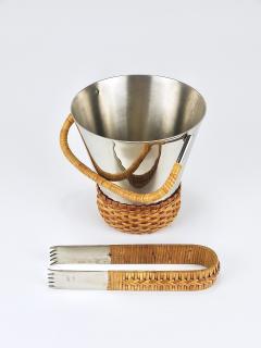 Carl Aub ck Carl Aub ck Nickel Plated Ice Bucket and Tongs Stamped Brass Austria 1950s - 4706635
