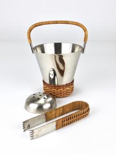 Carl Aub ck Carl Aub ck Nickel Plated Ice Bucket and Tongs Stamped Brass Austria 1950s - 4706636