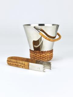 Carl Aub ck Carl Aub ck Nickel Plated Ice Bucket and Tongs Stamped Brass Austria 1950s - 4706639