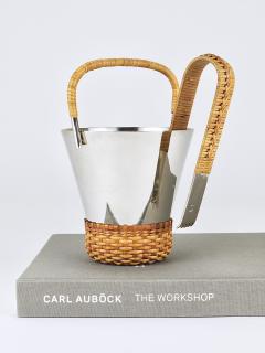 Carl Aub ck Carl Aub ck Nickel Plated Ice Bucket and Tongs Stamped Brass Austria 1950s - 4706643