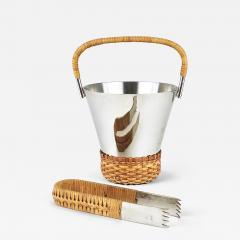 Carl Aub ck Carl Aub ck Nickel Plated Ice Bucket and Tongs Stamped Brass Austria 1950s - 4707887
