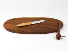 Carl Aub ck Carl Aubock Big Cutting Board with Amboss Knife Wicker Handle Walnut Leather - 4068218