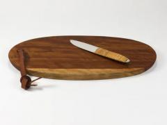 Carl Aub ck Carl Aubock Big Cutting Board with Amboss Knife Wicker Handle Walnut Leather - 4068225