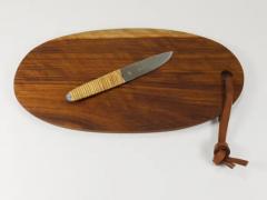 Carl Aub ck Carl Aubock Big Cutting Board with Amboss Knife Wicker Handle Walnut Leather - 4068227
