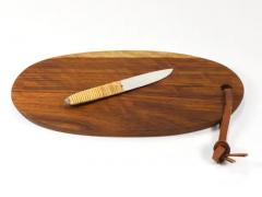 Carl Aub ck Carl Aubock Big Cutting Board with Amboss Knife Wicker Handle Walnut Leather - 4068228