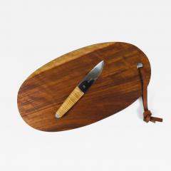 Carl Aub ck Carl Aubock Big Cutting Board with Amboss Knife Wicker Handle Walnut Leather - 4069913