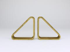 Carl Aub ck Carl Aubock III Pair Triangular Golden Iron Bookends 5443 Vienna Austria 1970s - 4415167