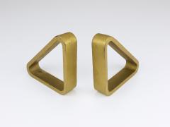 Carl Aub ck Carl Aubock III Pair Triangular Golden Iron Bookends 5443 Vienna Austria 1970s - 4415168