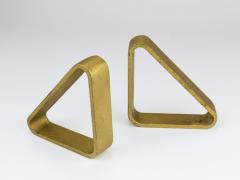 Carl Aub ck Carl Aubock III Pair Triangular Golden Iron Bookends 5443 Vienna Austria 1970s - 4415181