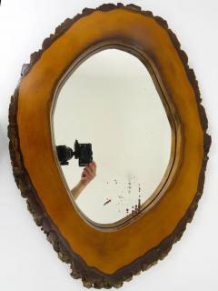 Carl Aub ck Carl Aubock Style Modernist Walnut Tree Trunk Wall Mirror Austria 1950s - 4041807