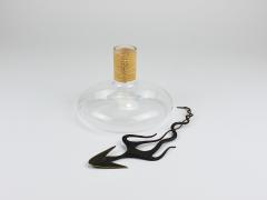 Carl Aub ck Carl Aubock Vase Decanter Tuberkulinkolben Raffia Wicker Top Austria 1950s - 4506145