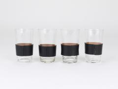 Carl Aub ck Martini Set Black Leather Pitcher Glasses Austria 1950s - 4698220
