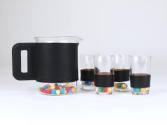 Carl Aub ck Martini Set Black Leather Pitcher Glasses Austria 1950s - 4698291