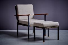 Carl Aub ck Rare Armchair and ottoman with walnut armrests by Carl Aub ck - 3895295