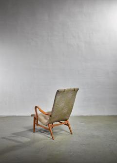 Carl Axel Acking Carl Axel Acking Lounge Chair with Aged Floral Upholstery Sweden 1940s - 1038461