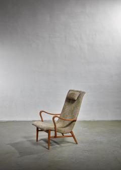 Carl Axel Acking Carl Axel Acking Lounge Chair with Aged Floral Upholstery Sweden 1940s - 1038477