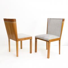 Carl Bergsten CARL BERGSTEN SWEDISH GRACE ART DECO ELM MAHOGANY Dining chairs PEWTER inlay - 1663172