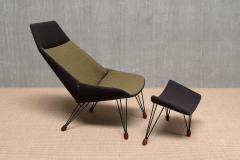 Carl Edward Matthes Sculptural Carl Edward Matthes Bicolor Lounge Chair with Footrest Denmark 1956 - 3995222