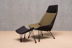 Carl Edward Matthes Sculptural Carl Edward Matthes Bicolor Lounge Chair with Footrest Denmark 1956 - 3995225