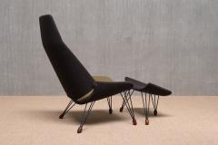 Carl Edward Matthes Sculptural Carl Edward Matthes Bicolor Lounge Chair with Footrest Denmark 1956 - 3995226