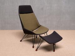 Carl Edward Matthes Sculptural Carl Edward Matthes Bicolor Lounge Chair with Footrest Denmark 1956 - 3995227