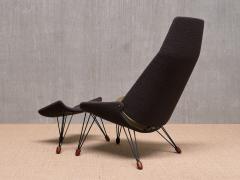 Carl Edward Matthes Sculptural Carl Edward Matthes Bicolor Lounge Chair with Footrest Denmark 1956 - 3995228