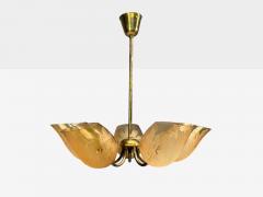 Carl Erik Bod n Chandelier Brass Glass Sweden 1940s - 4458983