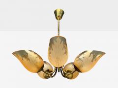 Carl Erik Bod n Chandelier Brass Glass Sweden 1940s - 4458984