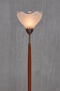 Carl Fagerlund Carl Fagerlund Floor Lamp in Mahogany Brass and Glass Orrefors Sweden 1950s - 4077146