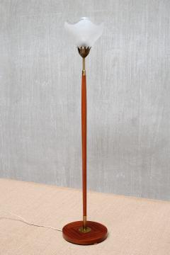 Carl Fagerlund Carl Fagerlund Floor Lamp in Mahogany Brass and Glass Orrefors Sweden 1950s - 4077149