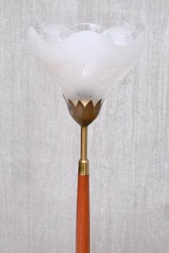 Carl Fagerlund Carl Fagerlund Floor Lamp in Mahogany Brass and Glass Orrefors Sweden 1950s - 4077152