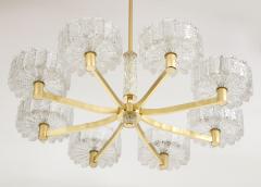 Carl Fagerlund Carl Fagerlund For Orrefors Brass And Glass Swedish Chandelier - 1864590