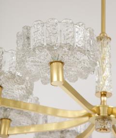 Carl Fagerlund Carl Fagerlund For Orrefors Brass And Glass Swedish Chandelier - 1864596