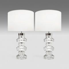Carl Fagerlund Carl Fagerlund Swedish Modern Nickel Glass Table Lamps Sweden 1960s - 4144629