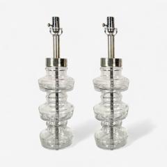 Carl Fagerlund Carl Fagerlund Swedish Modern Nickel Glass Table Lamps Sweden 1960s - 4144630