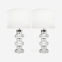 Carl Fagerlund Carl Fagerlund Swedish Modern Nickel Glass Table Lamps Sweden 1960s - 4144631