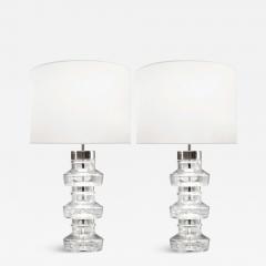 Carl Fagerlund Carl Fagerlund Swedish Modern Nickel Glass Table Lamps Sweden 1960s - 4148703