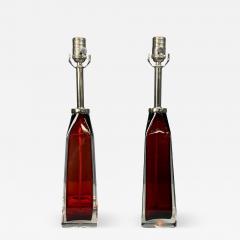Carl Fagerlund Carl Fagerlund Table Lamps Red Glass Sweden 1950s - 4583190